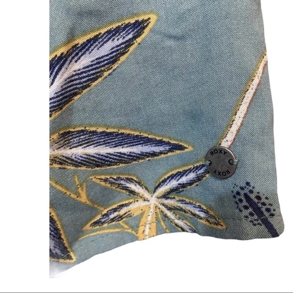 NWT ROXY Paradise Eyes off the shoulder 3/4 sleeve tie neck floral Top blue - Picture 1 of 8